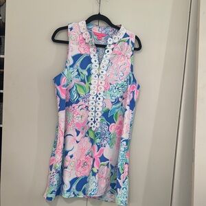 Lilly Pulitzer Pink and White Embellished Sleeveless Dress